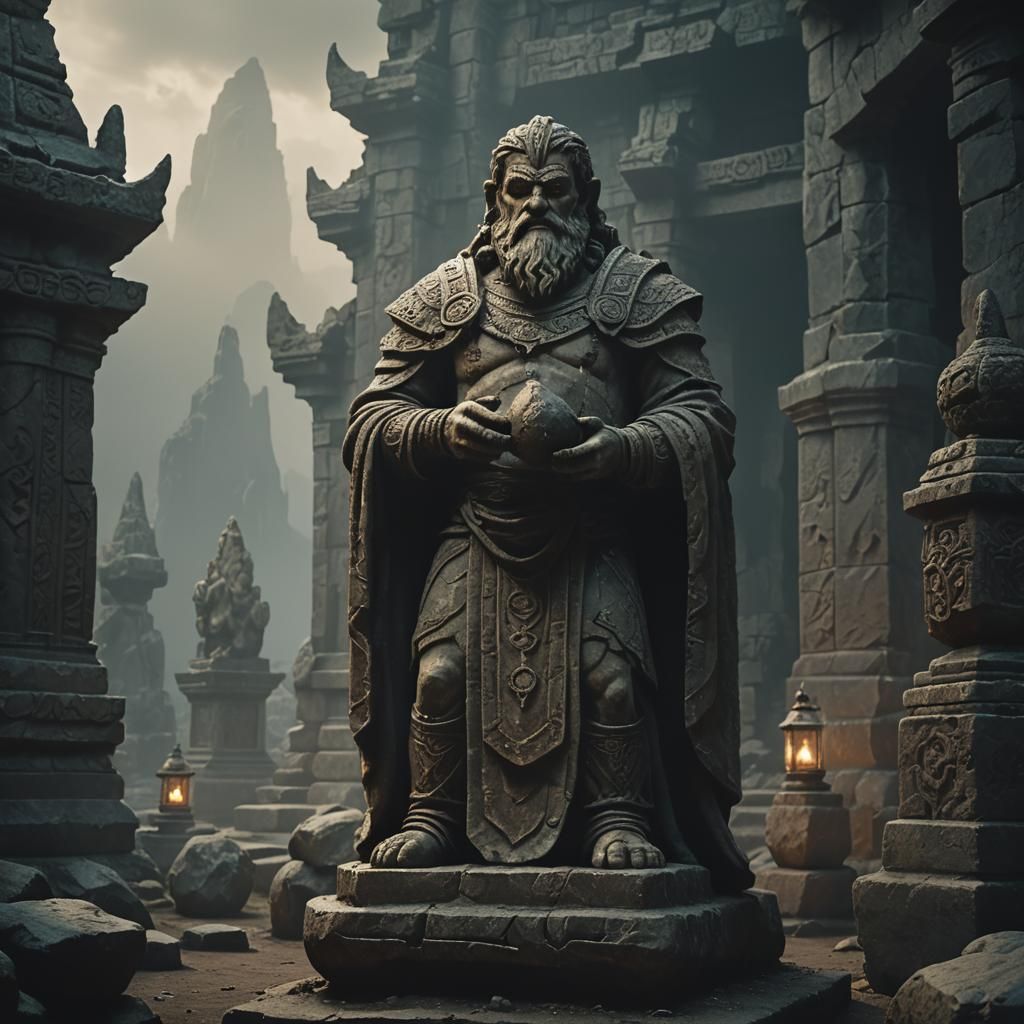 Stone Statue of Dumathoin in Ancient Temple