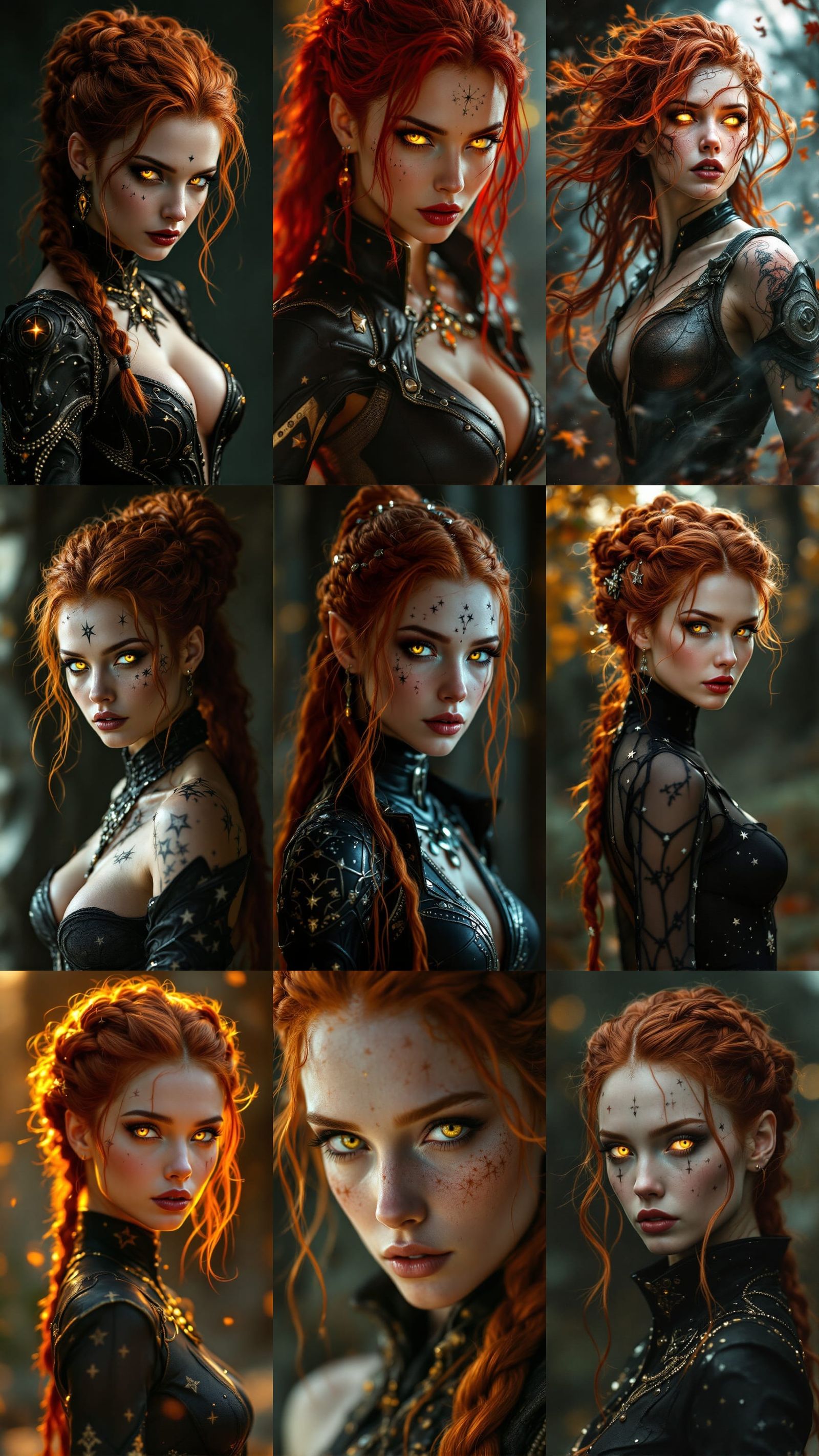 Woman with Red Hair and Yellow Eyes