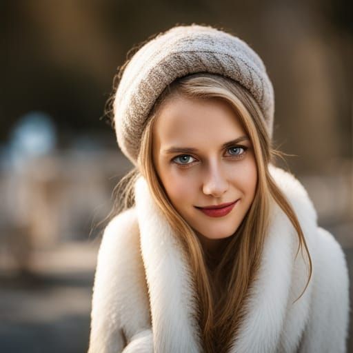 Smiling Blonde Girl in Winter Clothes, Professional Photo