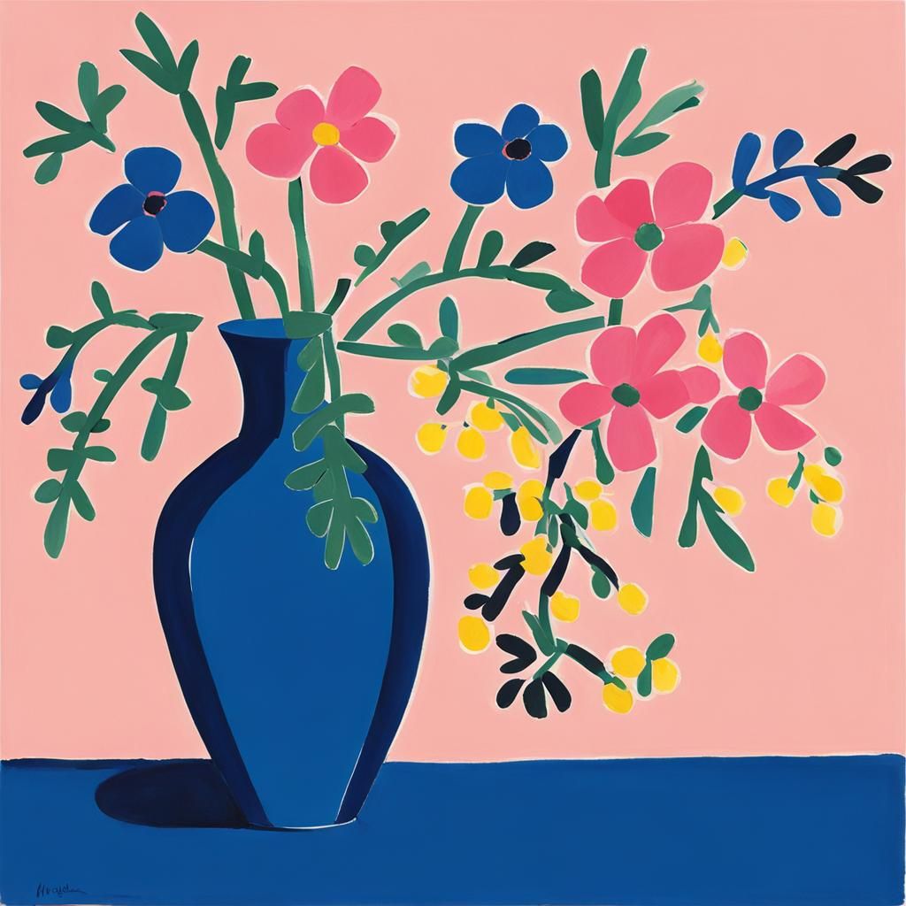 Floral Still Life in Matisse Style Painting
