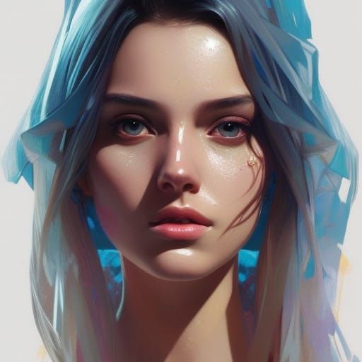 Hyperdetailed Portrait of Woman in Bikini, Splash Art