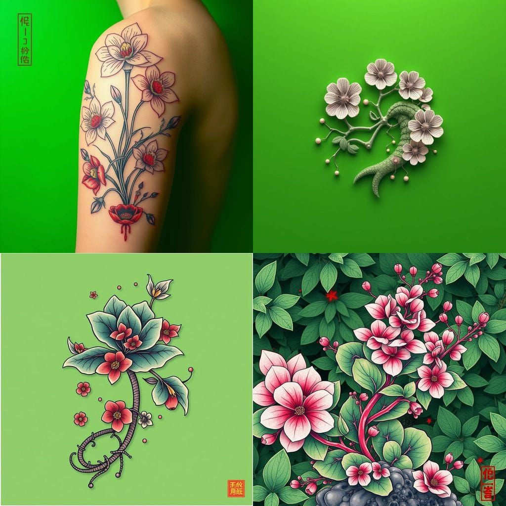 Polygonum Hydropiper Tattoo Design in Japanese Style