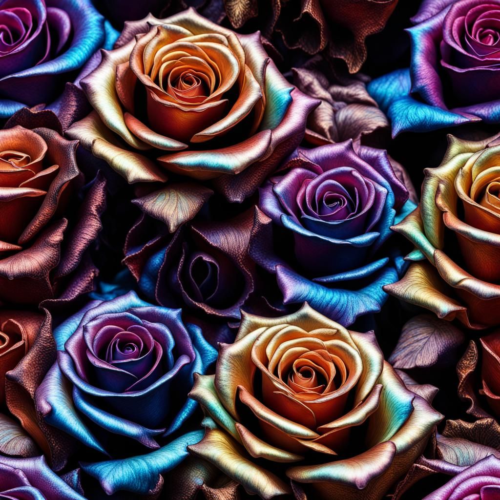 Iridescent Molten Metal Roses Bouquet