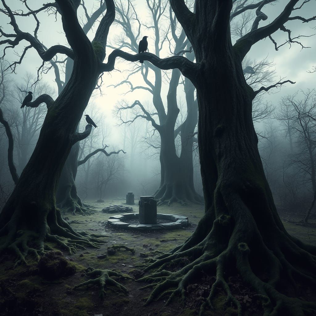 Haunting Forest Clearing with Stone Circle, Hyperrealistic S...