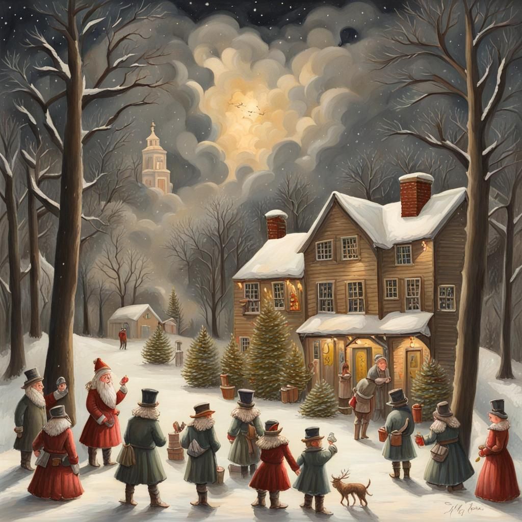 Festive Gouache Painting: God Rest Ye Merry Gentlemen