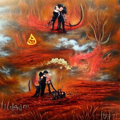 Witch and Satan's Steampunk Acrylic Embrace