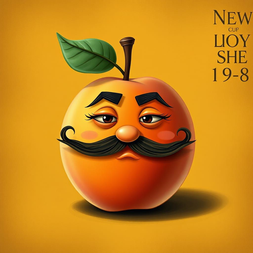 Whimsical Peach Character in a Storybook Setting