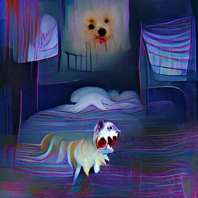 Nightmarish Vision: A Scared Dog's Dark Dream