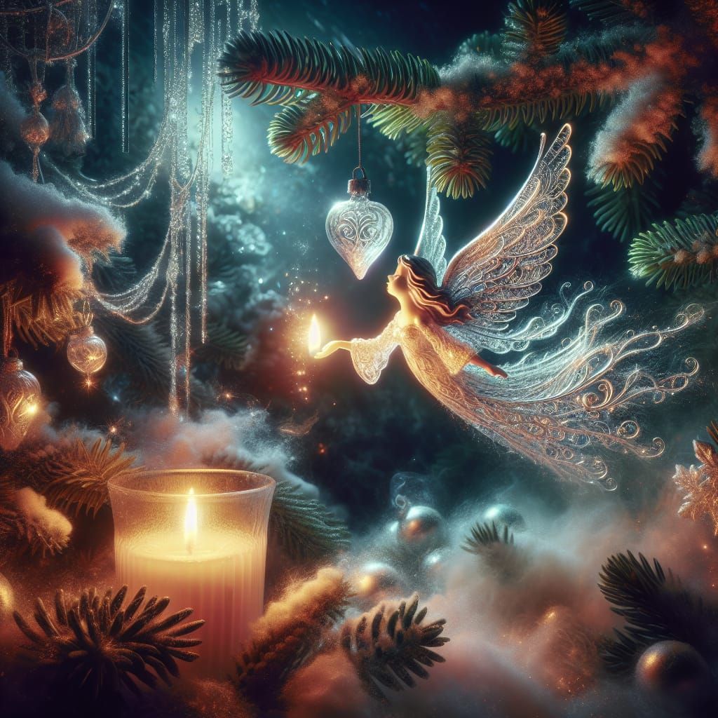 Fantasy Christmas Angel Ornament with Magical Glow
