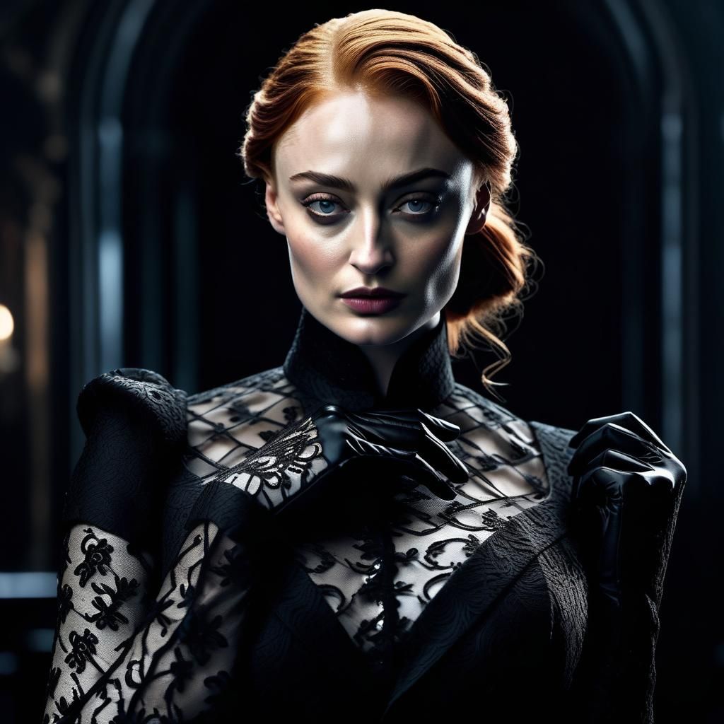 Curvy Anti-Hero in Black Lace Gloves: Studio Photo