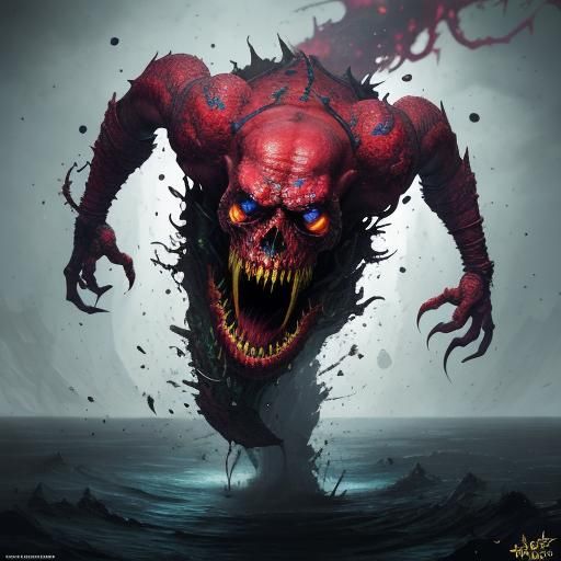 Hyperrealistic Parasite Devouring With Dramatic Lighting