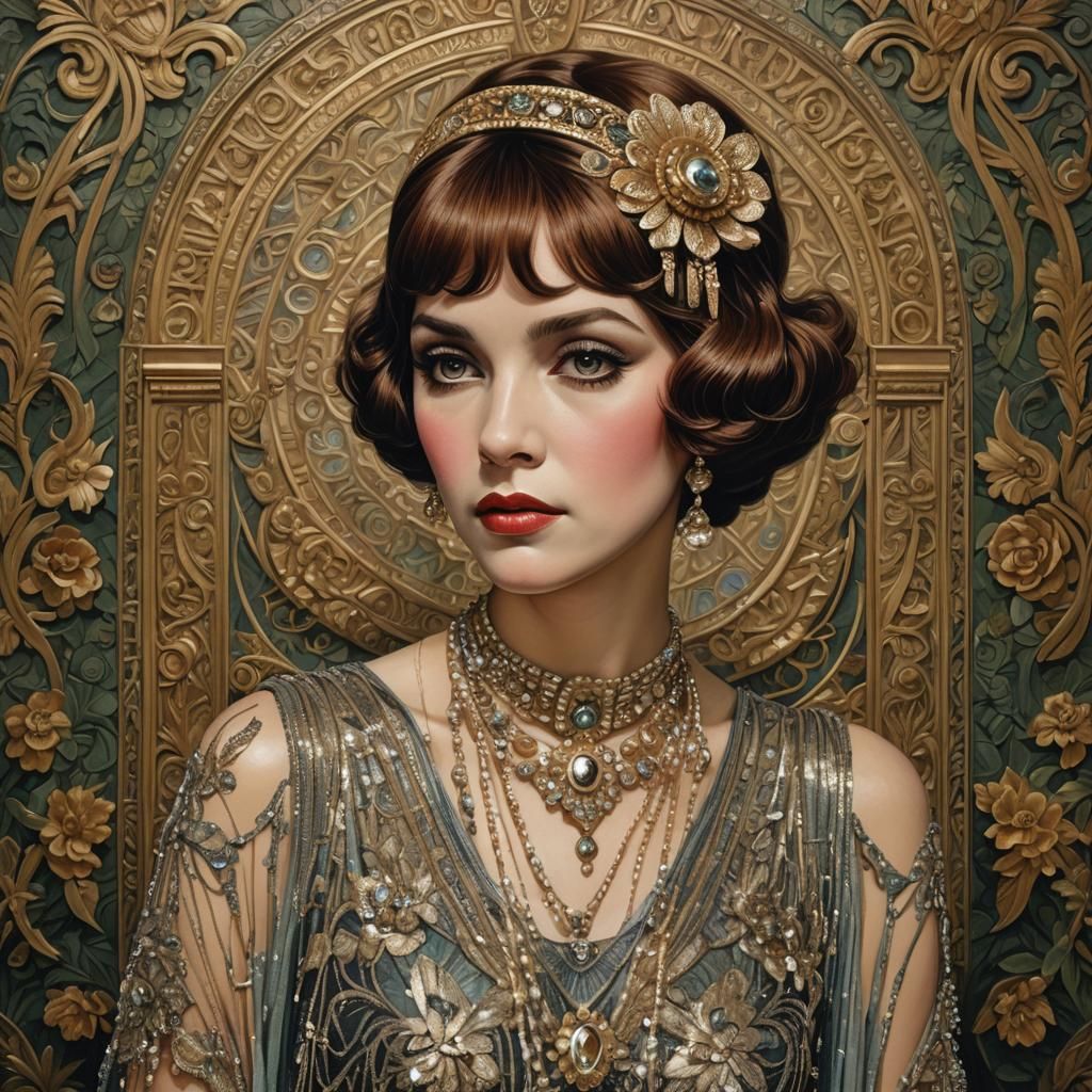 1920s Flapper Model in Art Deco Style