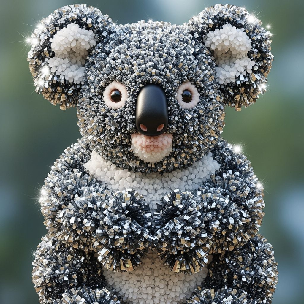 Metallic Pom Pom Koala Bear Sculpture