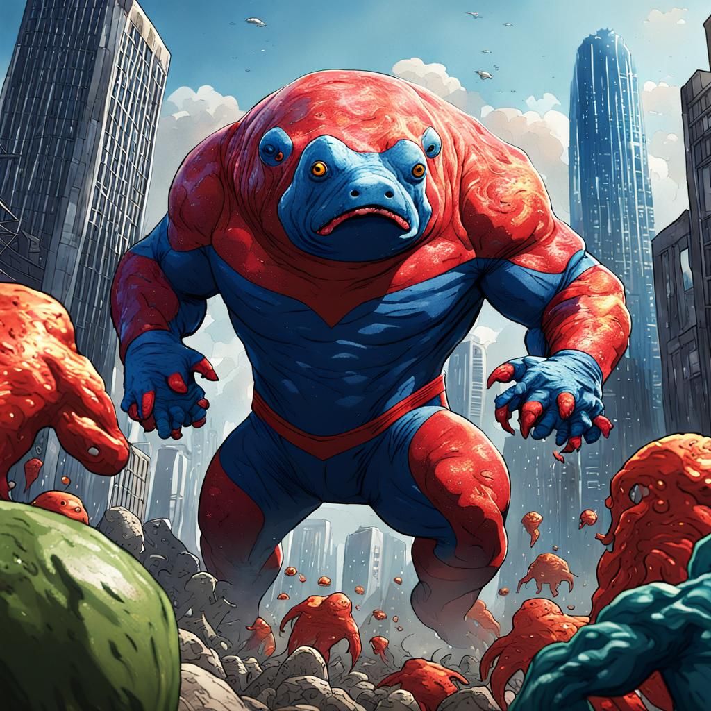 Blobfish Hero Rises Amidst Post-Apocalyptic Ruins in Cyberpu...