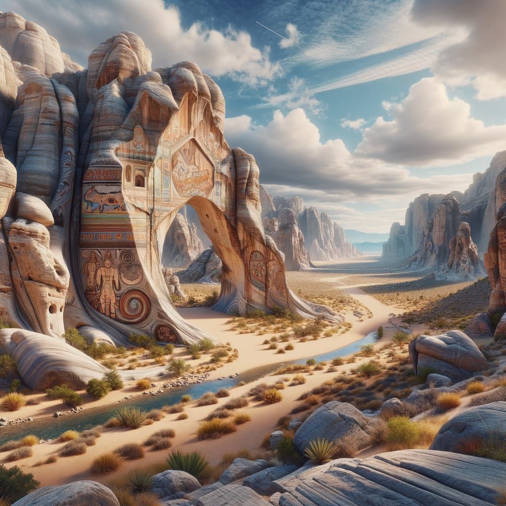 Surreal Desert Oasis in Southern Nevada Landscape