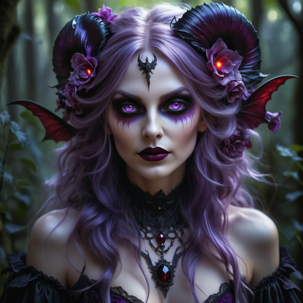 Demonic Fairy Woman: Hyperrealistic Gothic Portrait