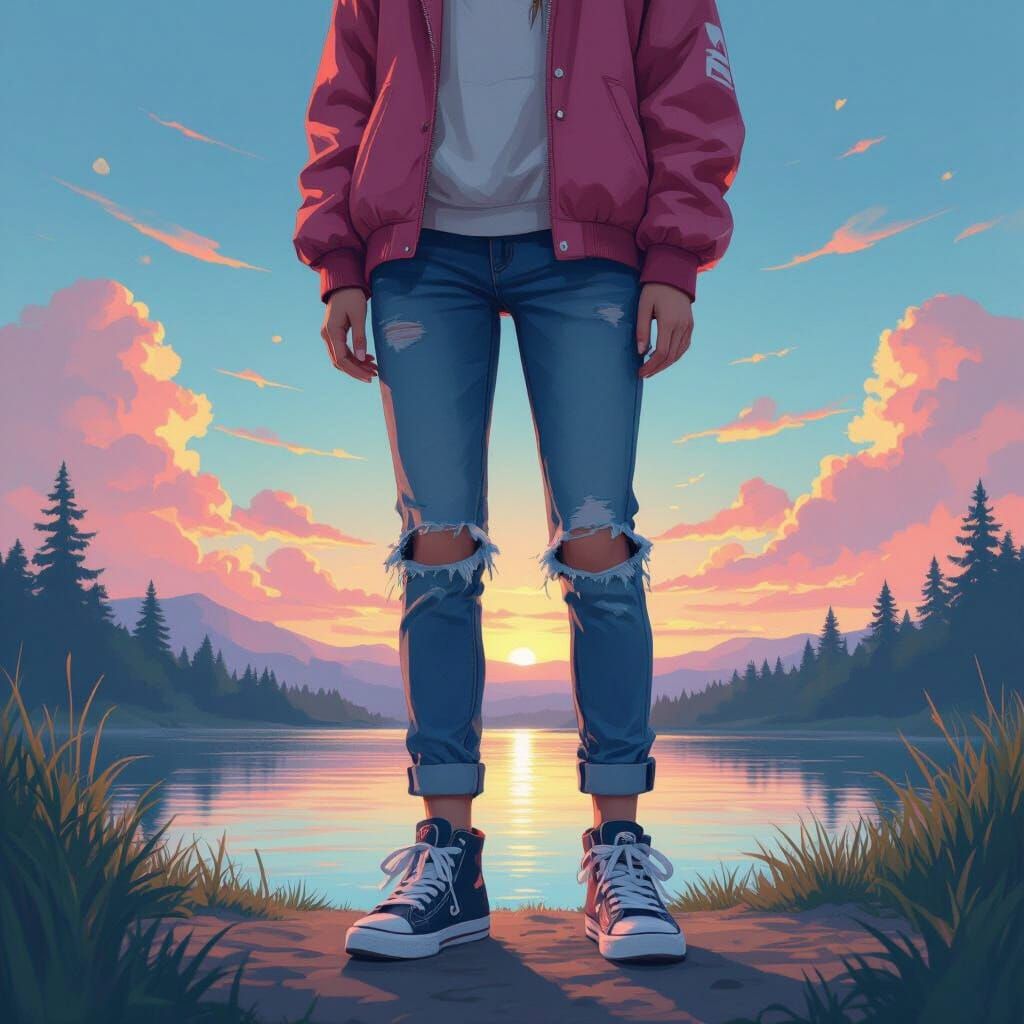 Girl in Nature: Dreamy Art Style