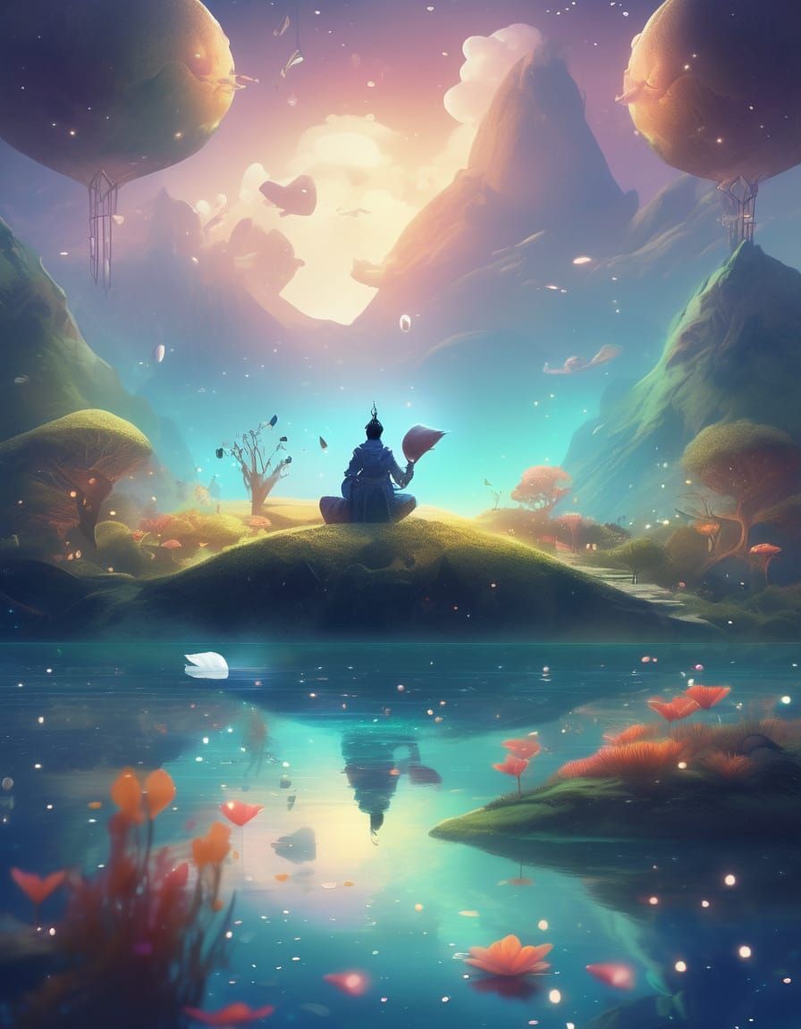 Surreal Queen Rules Futuristic Court with Dreamlike Joker