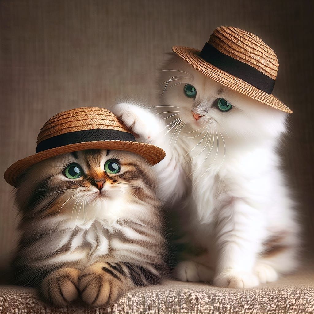 Charming Cats: A Tender Moment with Hats