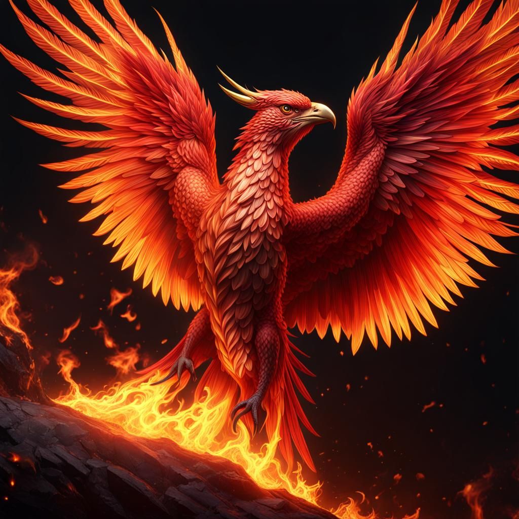 Fiery Phoenix: Dark Fantasy Concept Art