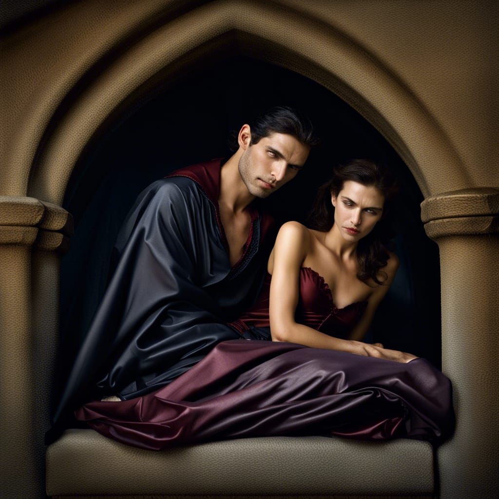 Vampire Lovers Portrait in Realistic Style