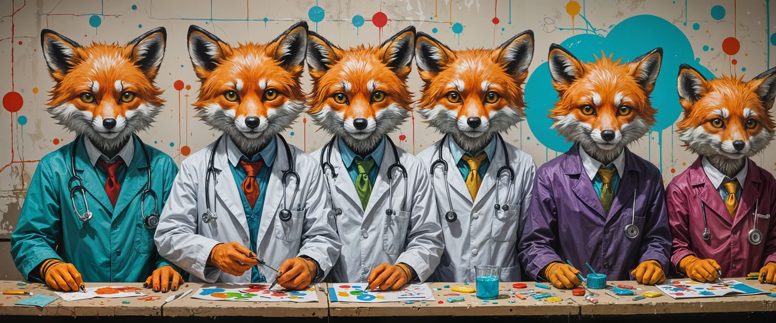 Fox Doctors Tend Clowns: Graffiti Art