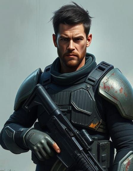 Futuristic Soldier in Armor: Cinematic Digital Art