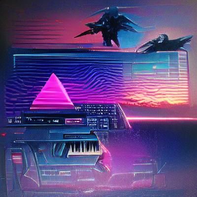 Vibrant Synthwave Scene with Neon Colors