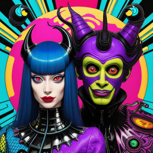 Retro-Futuristic Couple in Psychedelic Fashion