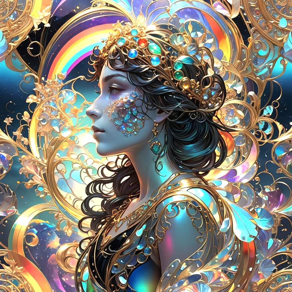 Iridescent Sky Spell in Art Nouveau Style