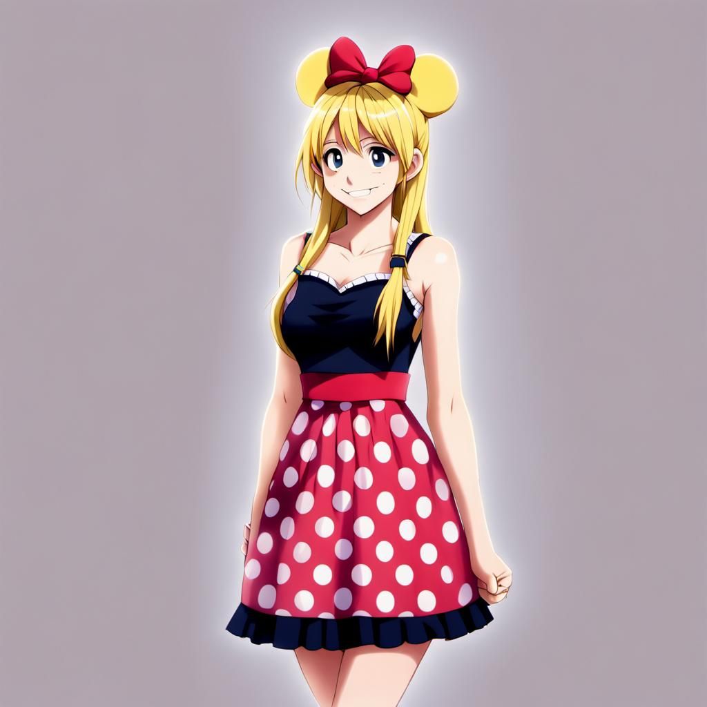 Lucy Heartfilia in Minnie Mouse Dress