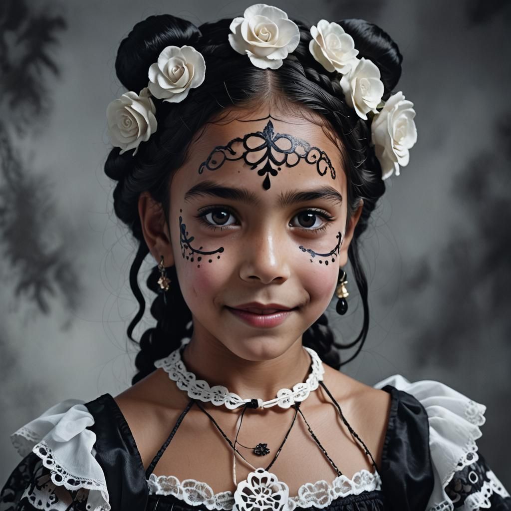 Venezuelan Girl as Catrina: Hyper-Realistic Portrait