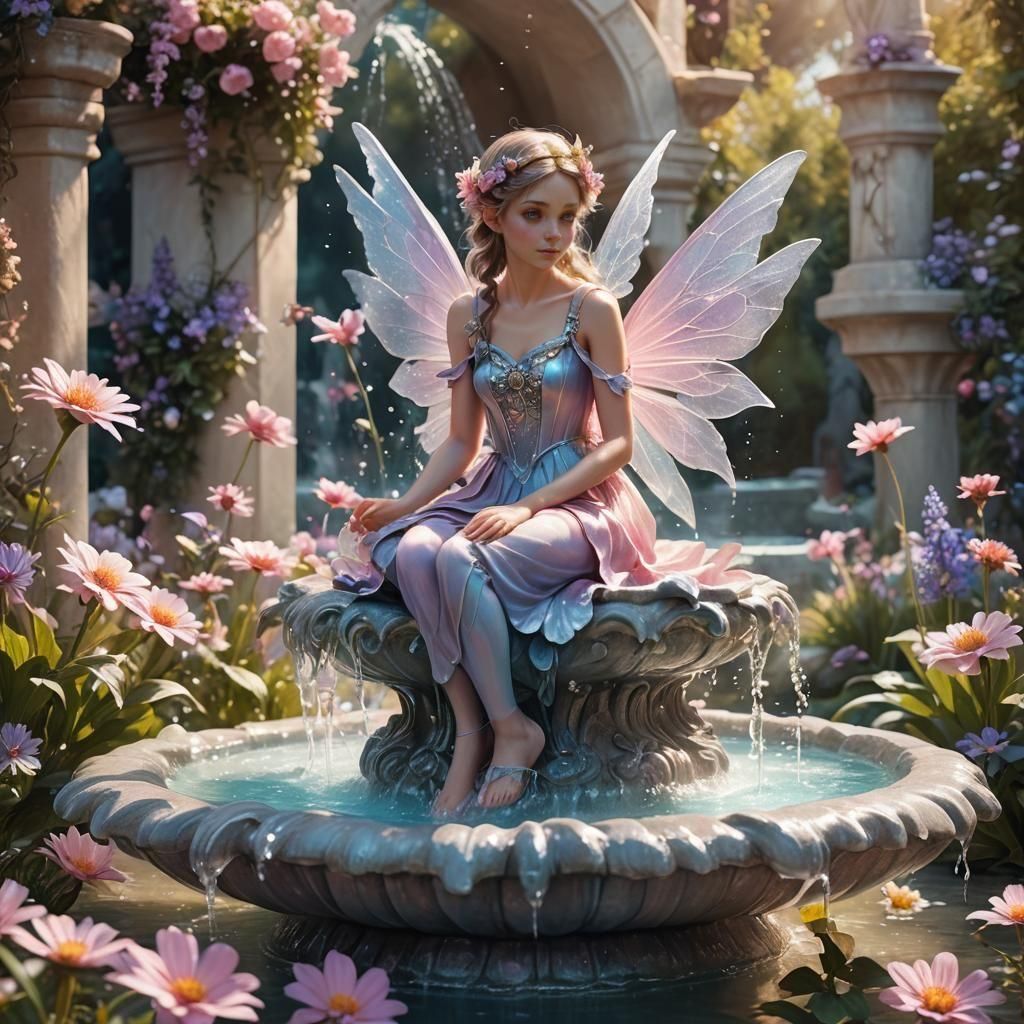 A fairy by the fountain