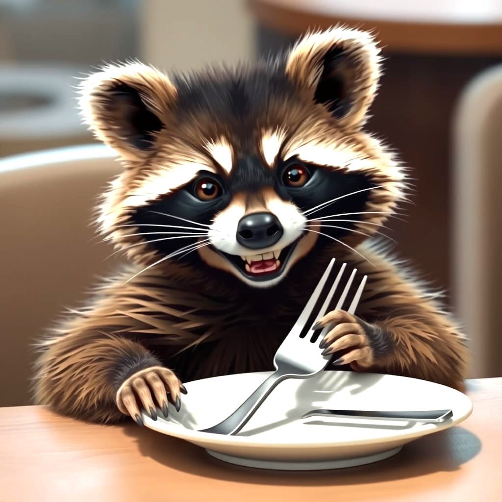 Cute Raccoon Dines in Style