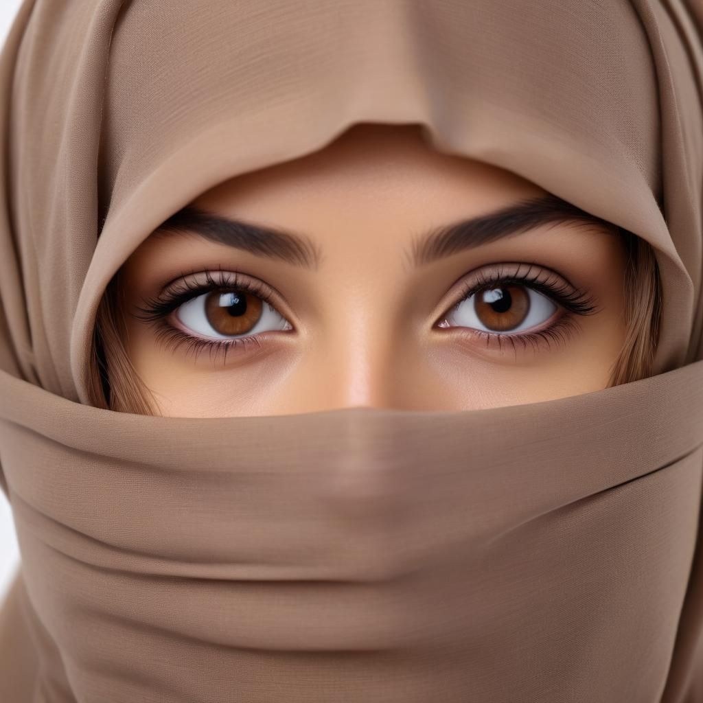 Niqabi Woman with Brown Eyes, Close-Up Portrait
