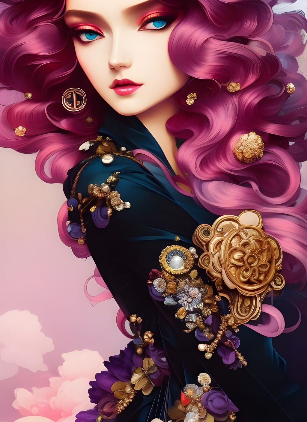 Streetwear Queen in Cybercore Comic Style