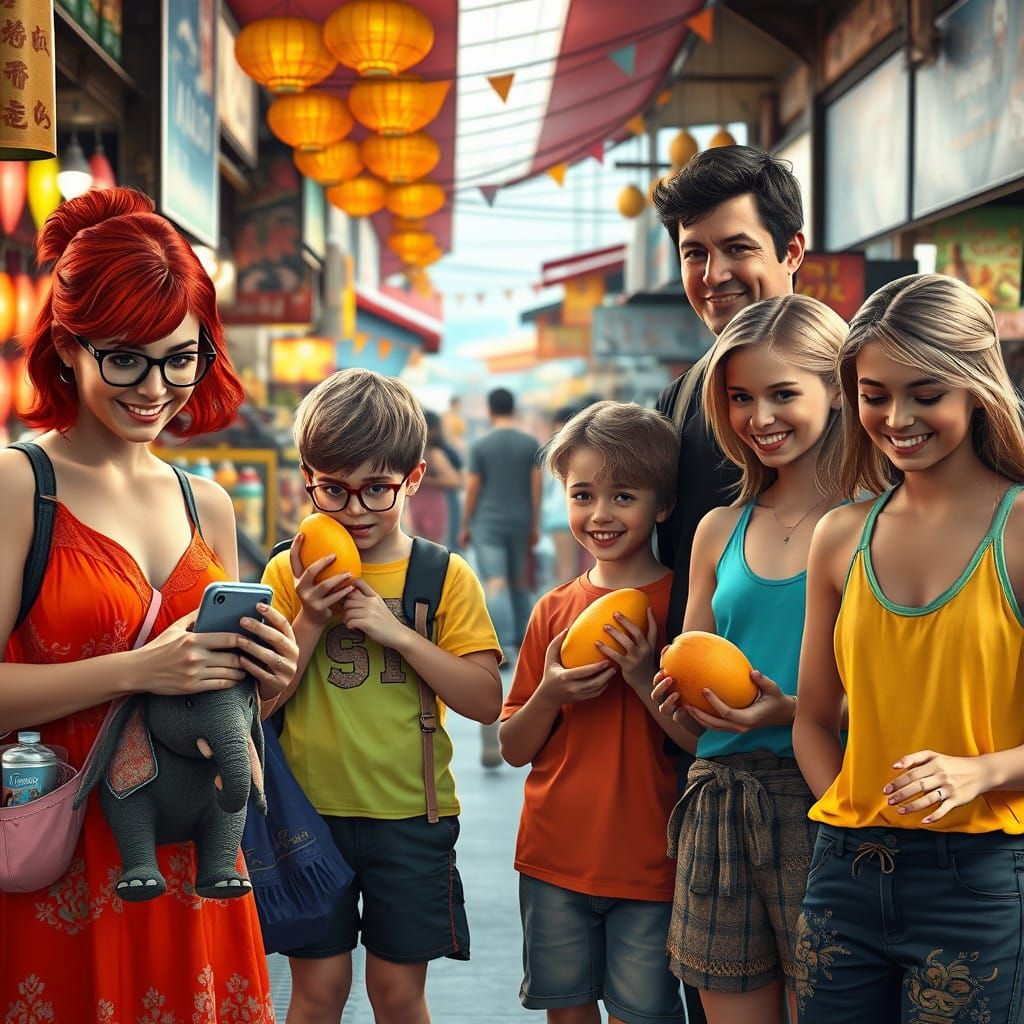 Australian Tourists in Vibrant Thai Market Scene