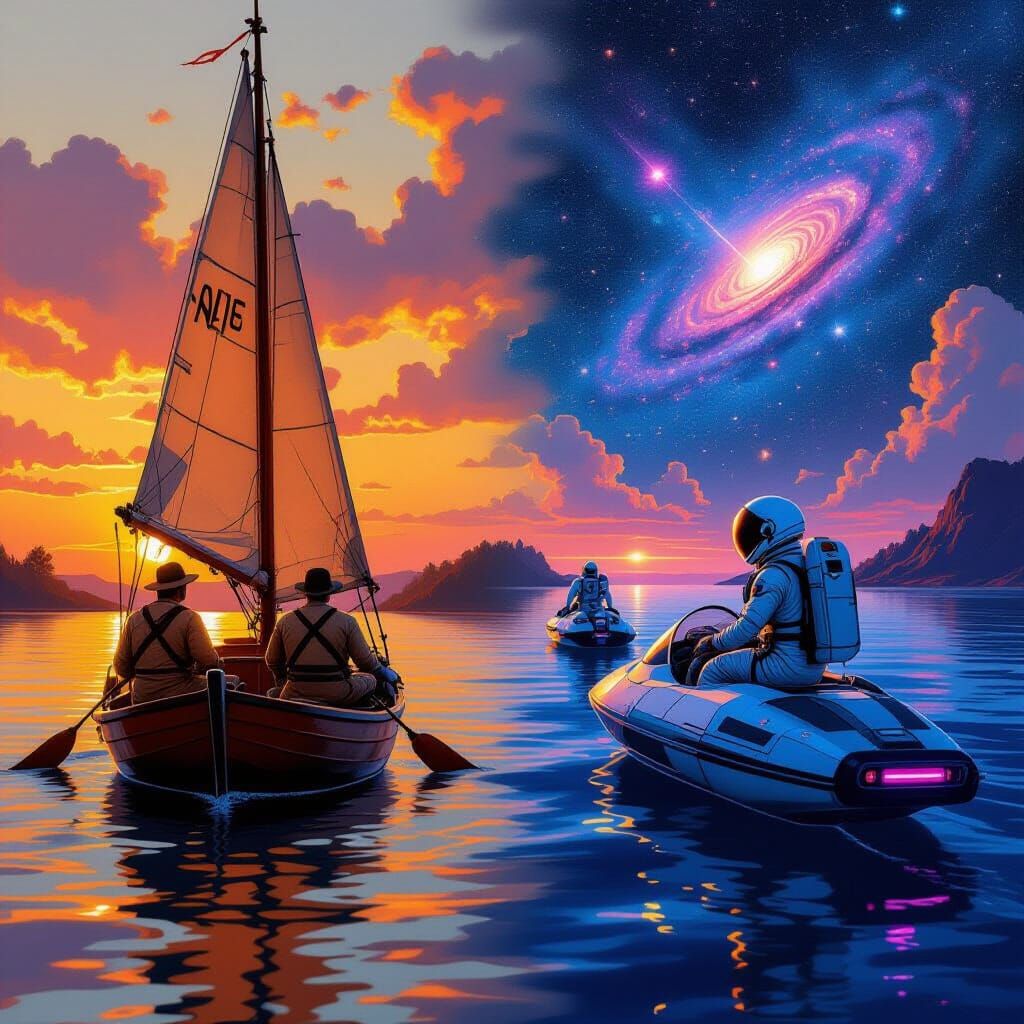 Sailboats at Sunset vs. Astronauts on Alien Planet