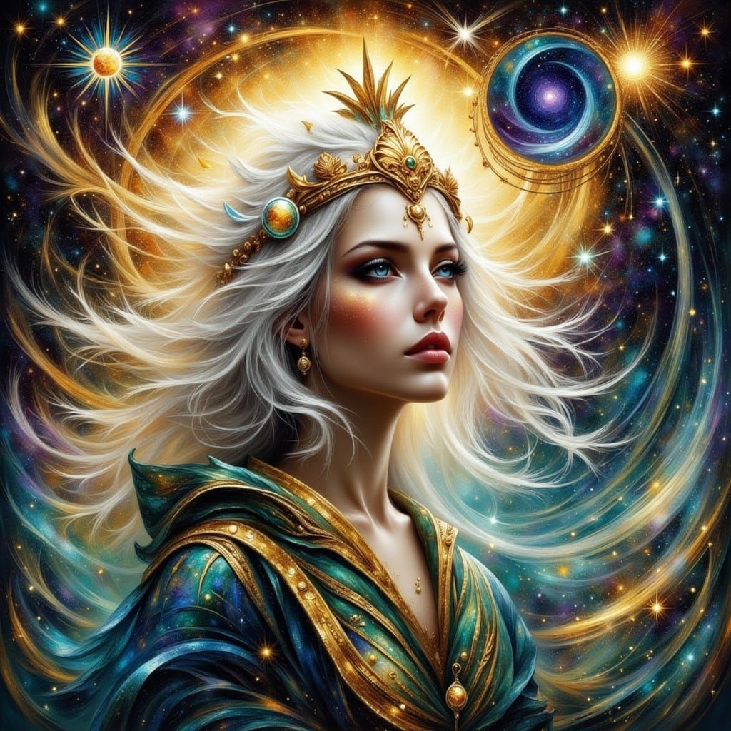 Luminous Star-Born Sage in Art Nouveau Style