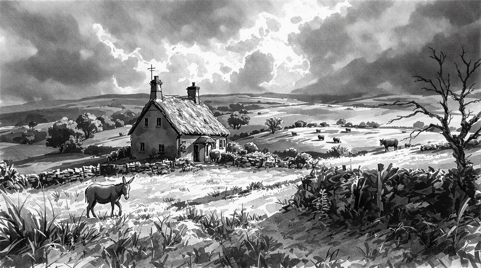 English Countryside - Flux Pro Ultra - Pencil