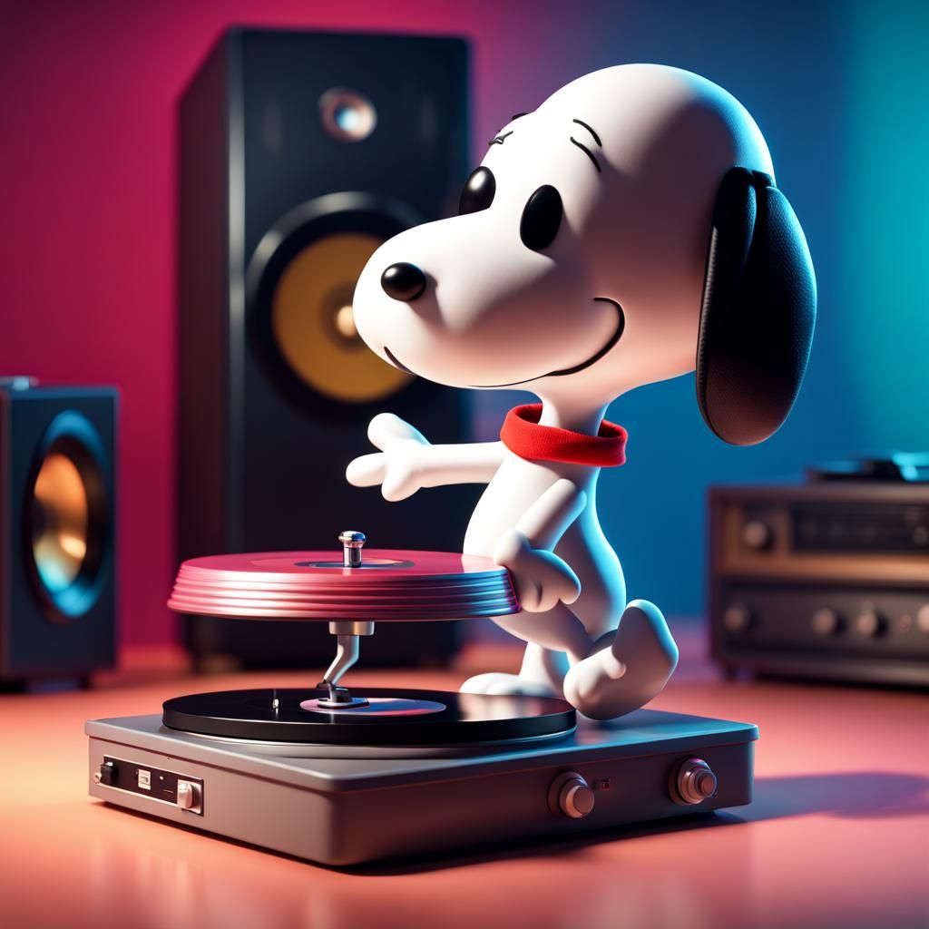 Snoopy Dancing in Joe Cool Outfit: 3D Digital Art