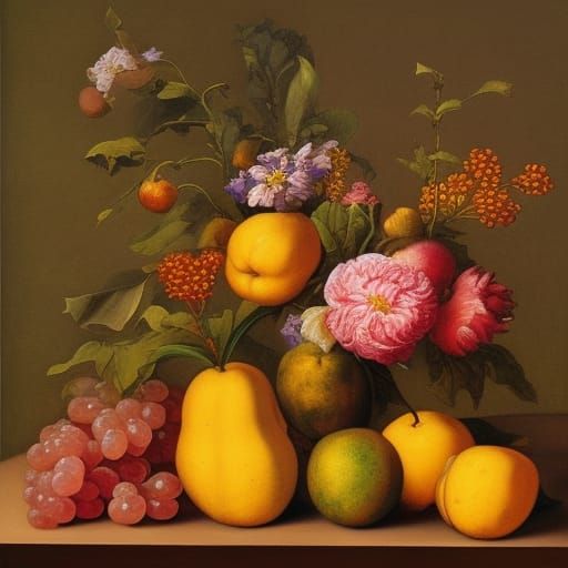 Renaissance Still Life: Flowers and Fruits in Oils