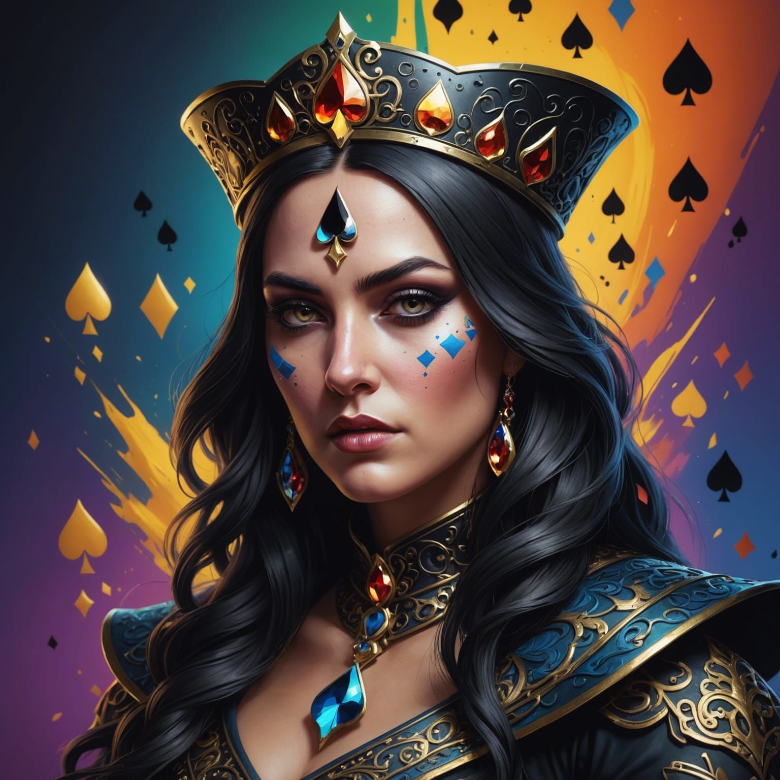 A synthography style Fantasy  Queen of Spades
