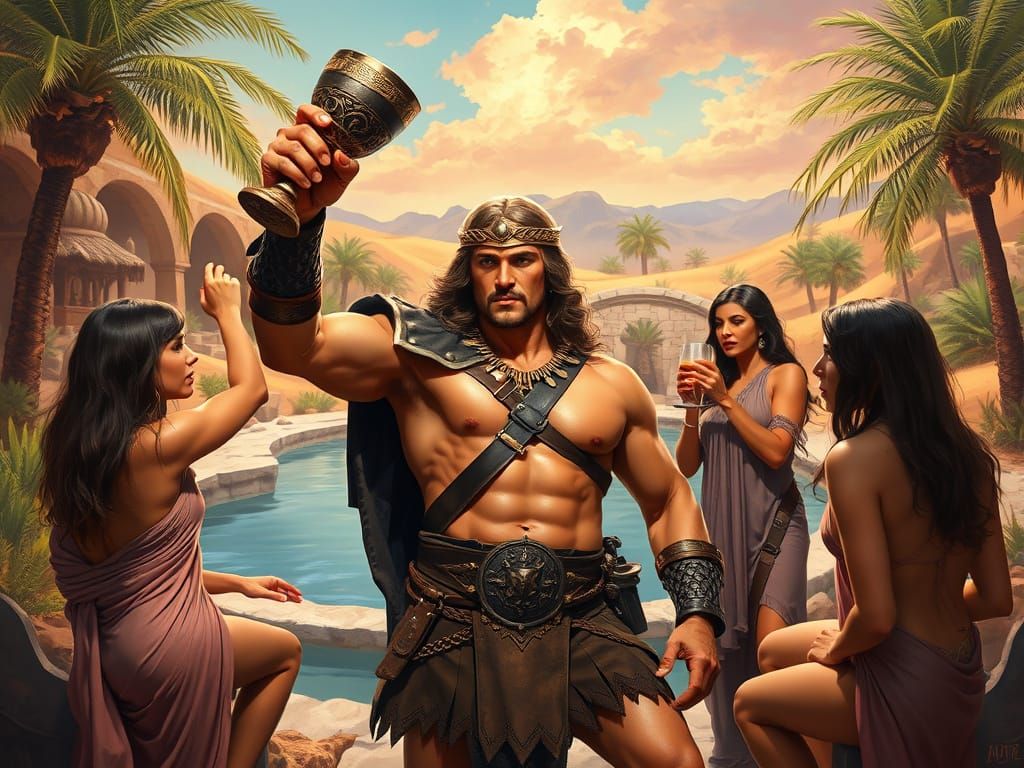 Conan's Toast to Crom in Fantasy Art Style