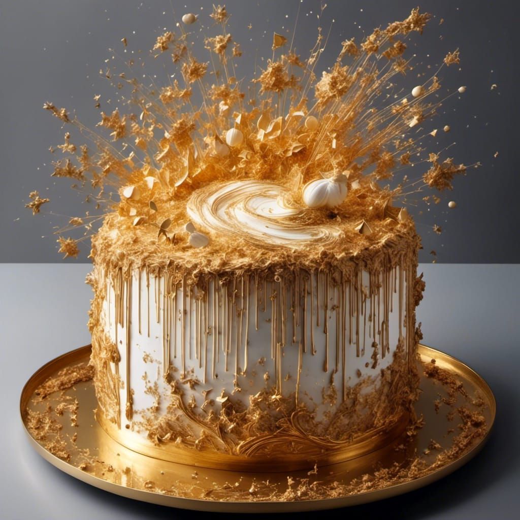 Intricate Massini Cake on Golden Dish