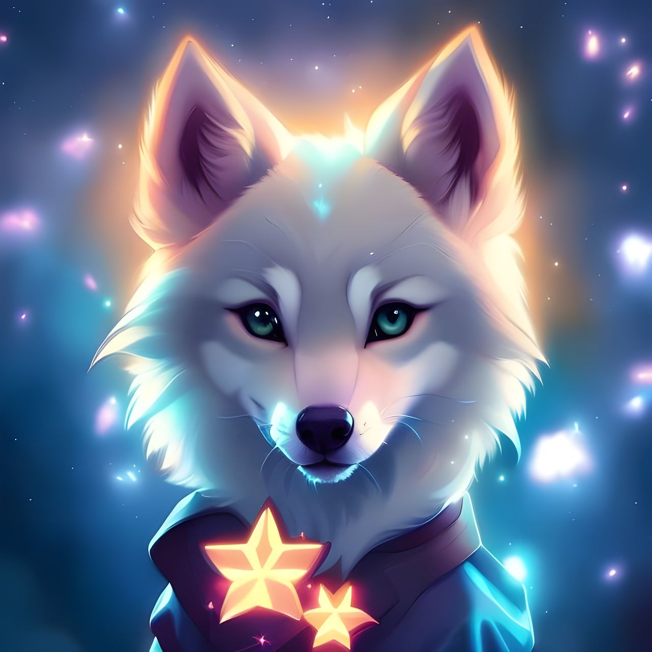 Cute Luminous Baby Wolf Star Portrait