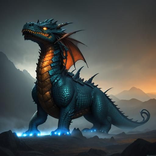 Scottish Dragon on Misty Peak: Cinematic Fantasy Art