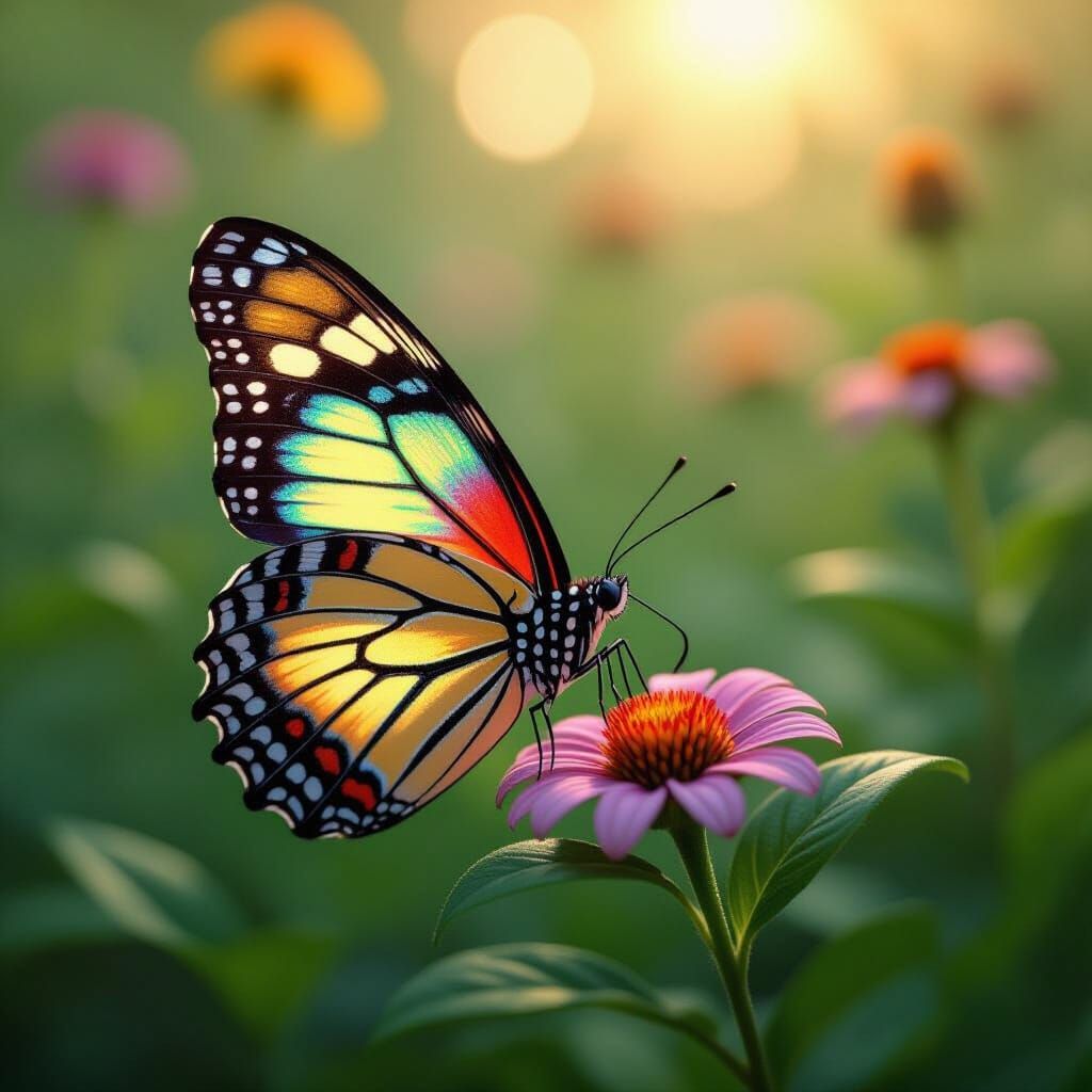 Puzzled Butterfly in Realistic Garden Setting
