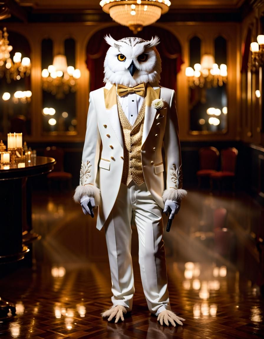 Anthropomorphic snow owl