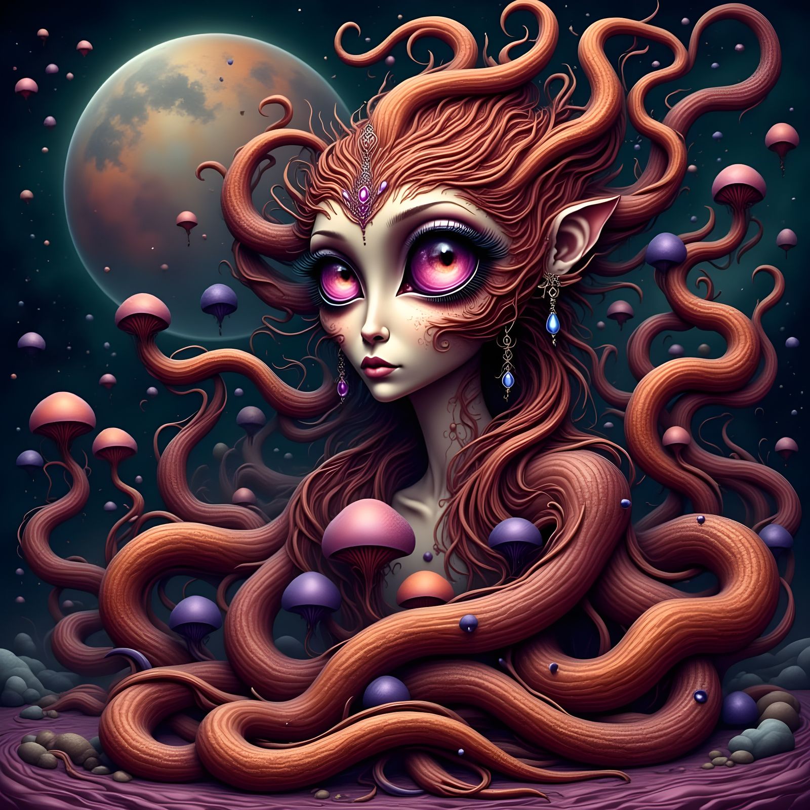 Strange Snake-Monkey Creature on Liquid Planet